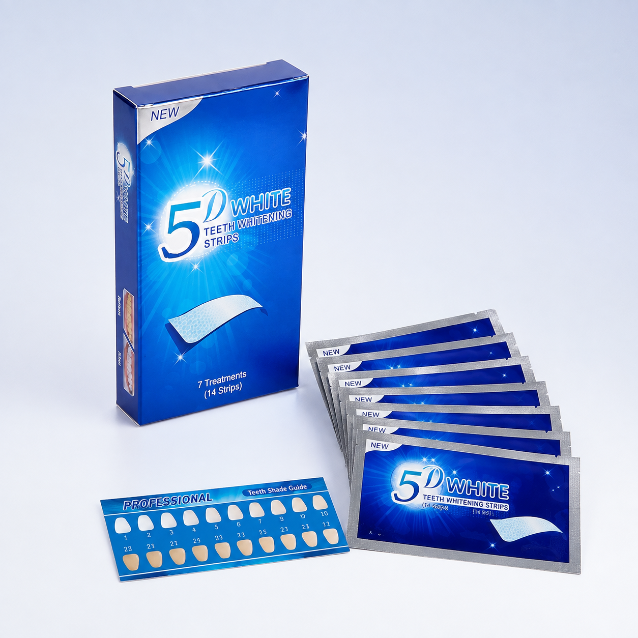 5D White Teeth Whitening Strips (1 Box-14Strips)